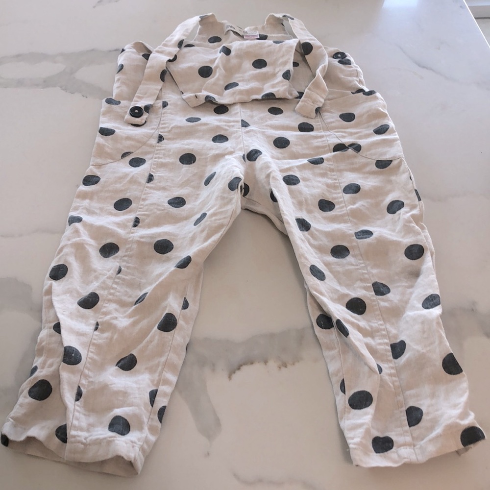 Zara Linen Polka Dot Overalls | Toddler 4T | New Without Tags